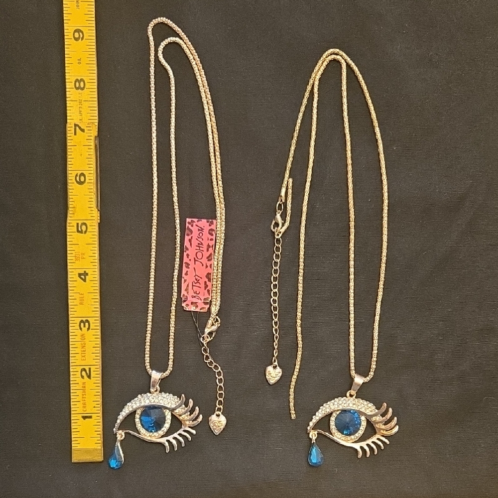 Betsey Johnson Blue and Gold Eye Necklace
